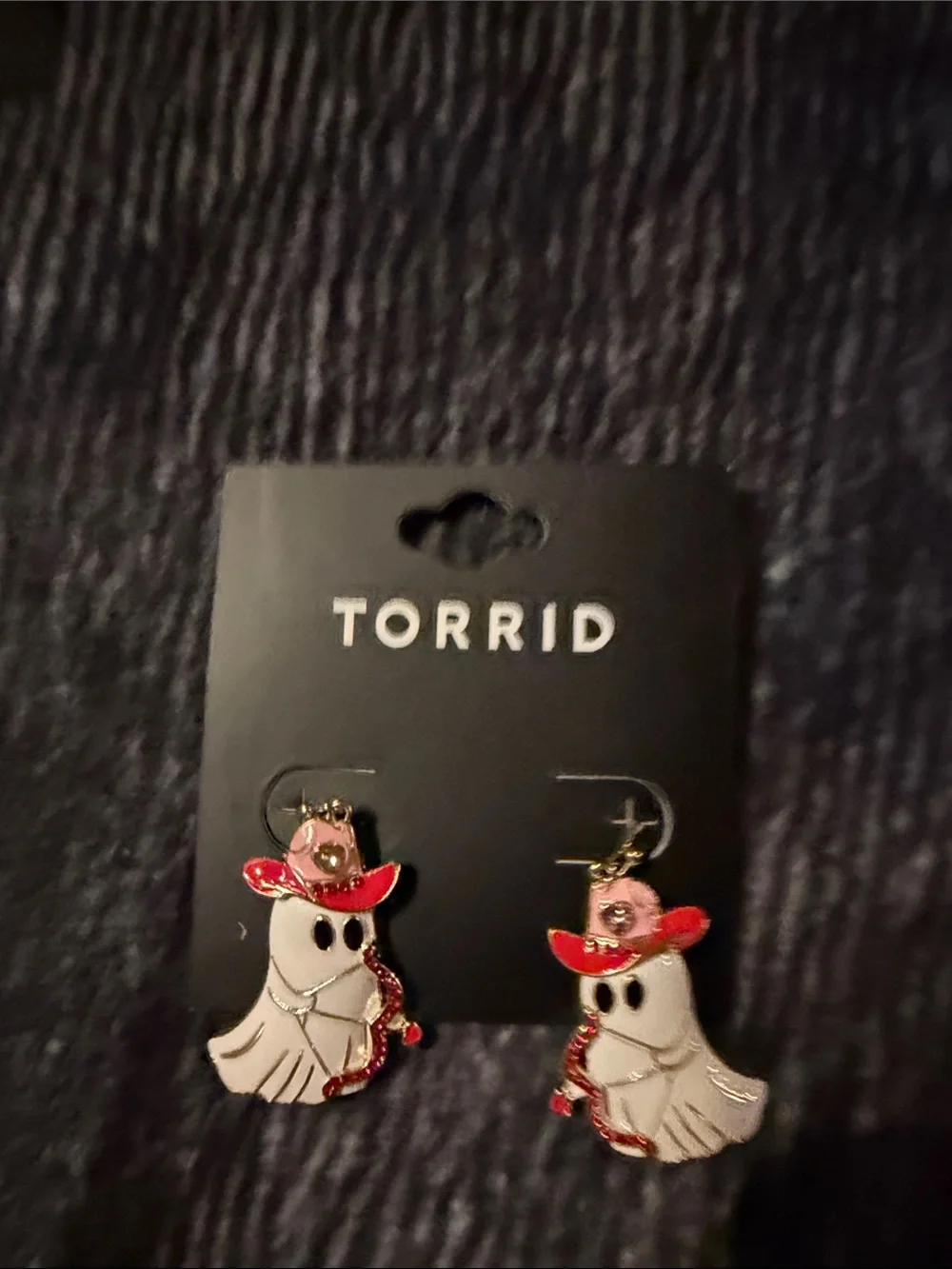 Torrid White Ghost Earrings with Red Cowboy Hat Accents With Bow And Arrow